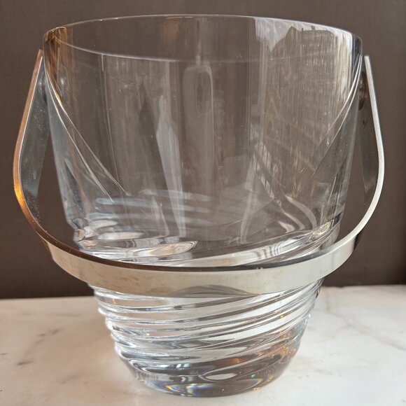Crystal Ice Bucket with Stainless Handle Made in Japan - Picture 3 of 7